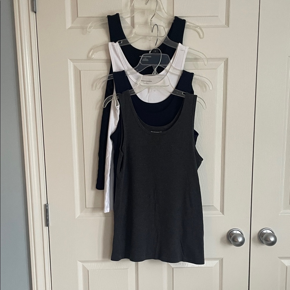 Amazon Essentials Women’s Scoop Neck Tank Tops - Black, White, Navy and Charcoal